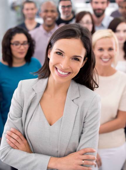 She inspires confidence amongst her employees. Cropped shot of a group of positive businesspeople